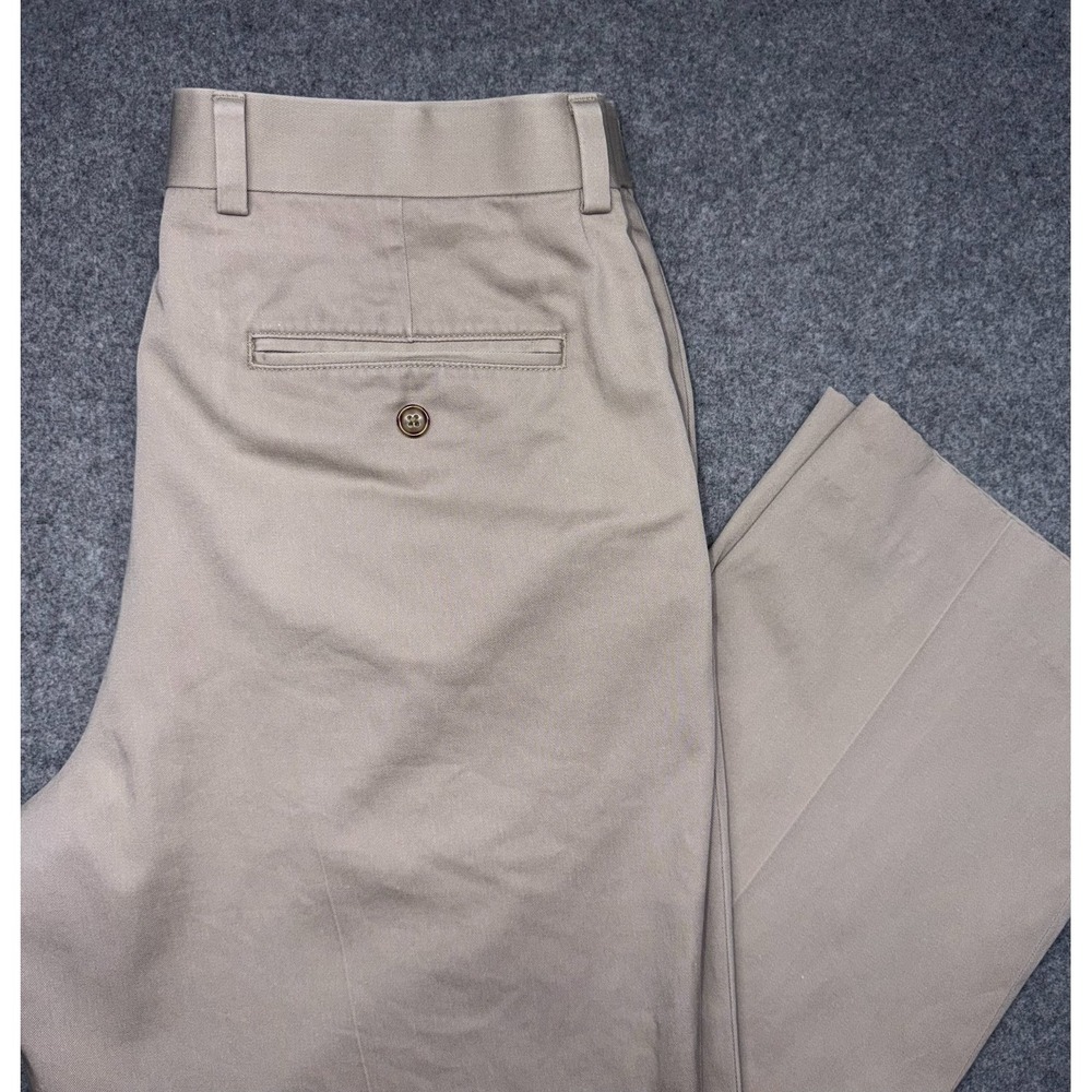 L.L. Bean Pants Mens 34 Beige Tan Comfort Waist Chino Flat Front Straight Leg